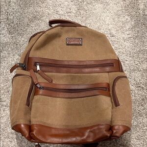 Canvas and Leather Menβs Backpack in Tan